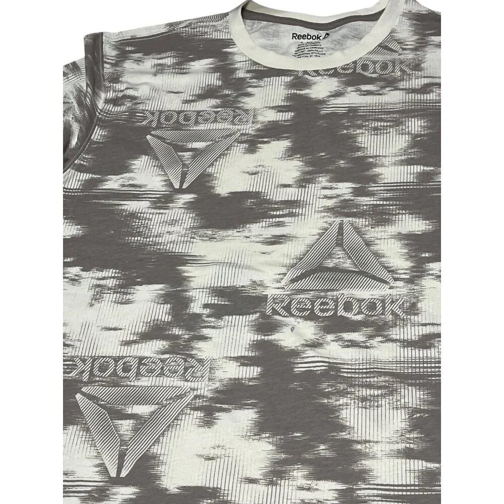 Reebok Mens Classic Graphic T-Shirt Beige/Gray L Cotton‎ Blend
